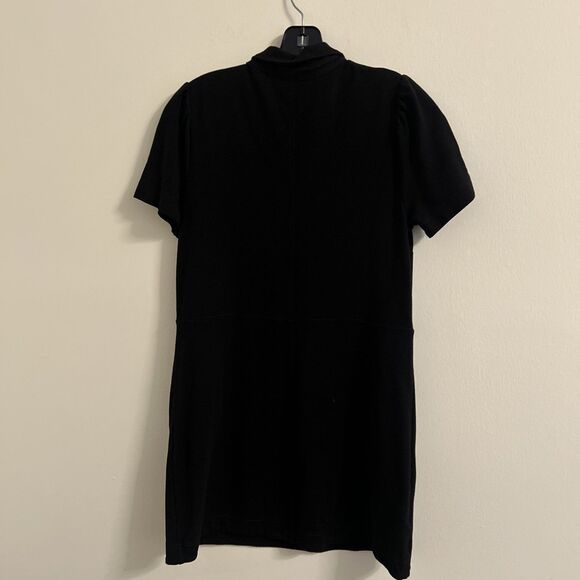 LOFT Womens Size 6 Black Short Sleeve Button Front Shift Dress Pockets - Picture 6 of 8